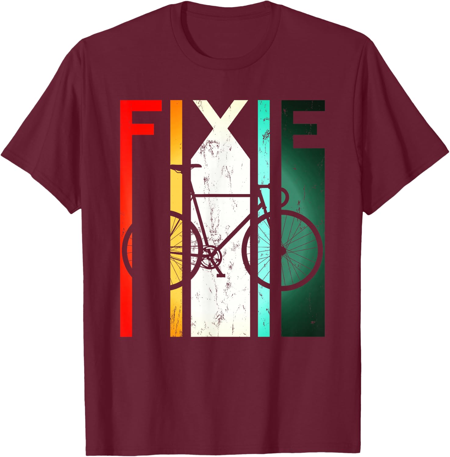 Fixie Retro Bike Single Speed Fixed Gear Velodrome Bicycle T-Shirt - T-Shirt | Maroon