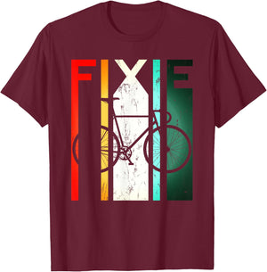 Fixie Retro Bike Single Speed Fixed Gear Velodrome Bicycle T-Shirt - T-Shirt | Maroon