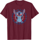 Disney Lilo & Stitch 4th of July Sunglasses Flag Americana T-Shirt - T-Shirt | Maroon