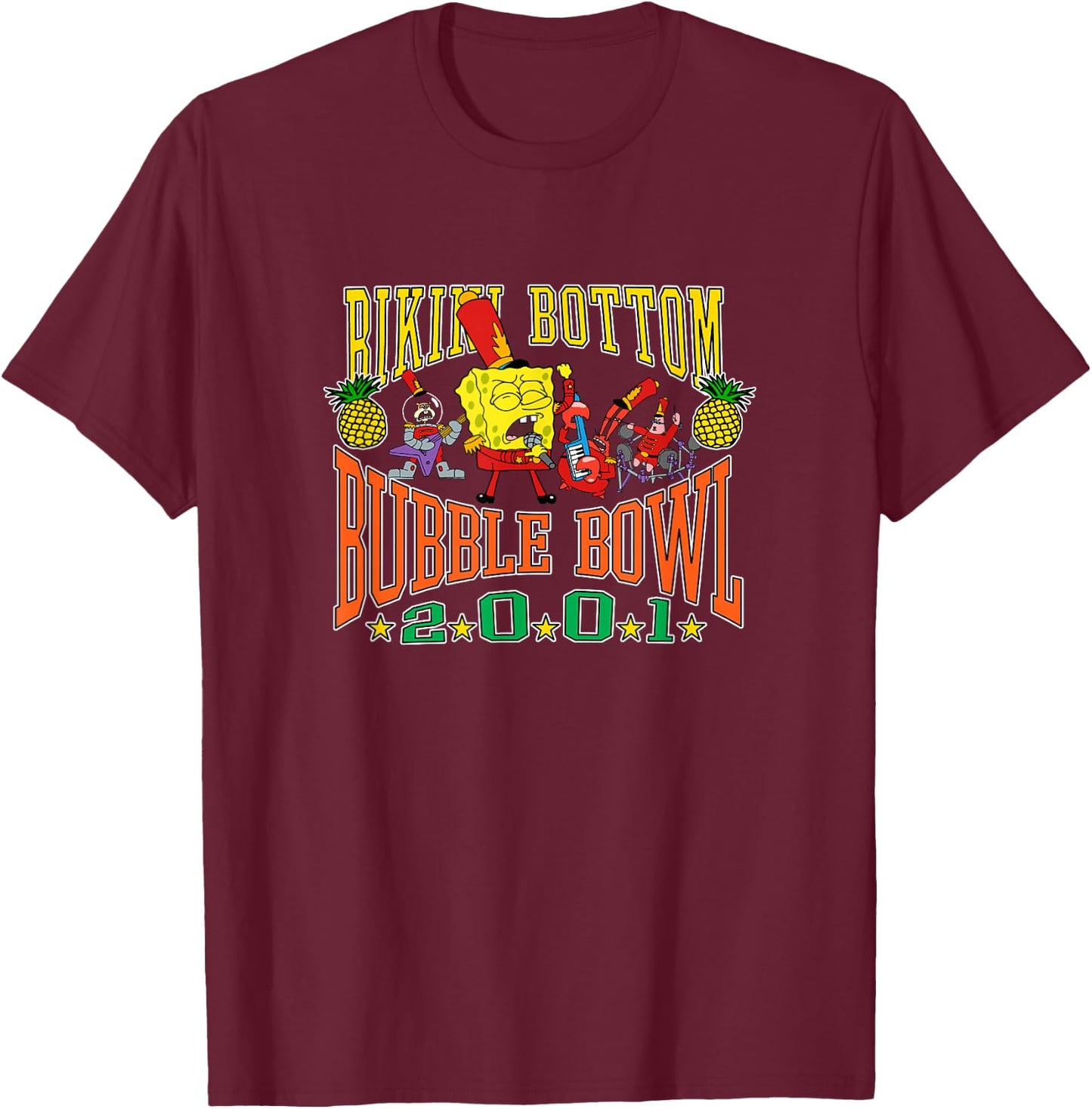 SpongeBob SquarePants Bikini Bottom Bubble Bowl 2001 T-Shirt - T-Shirt | Maroon