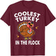 Coolest Turkey In The Flock Thanksgiving Shirts Kids Boys T-Shirt - T-Shirt | Maroon