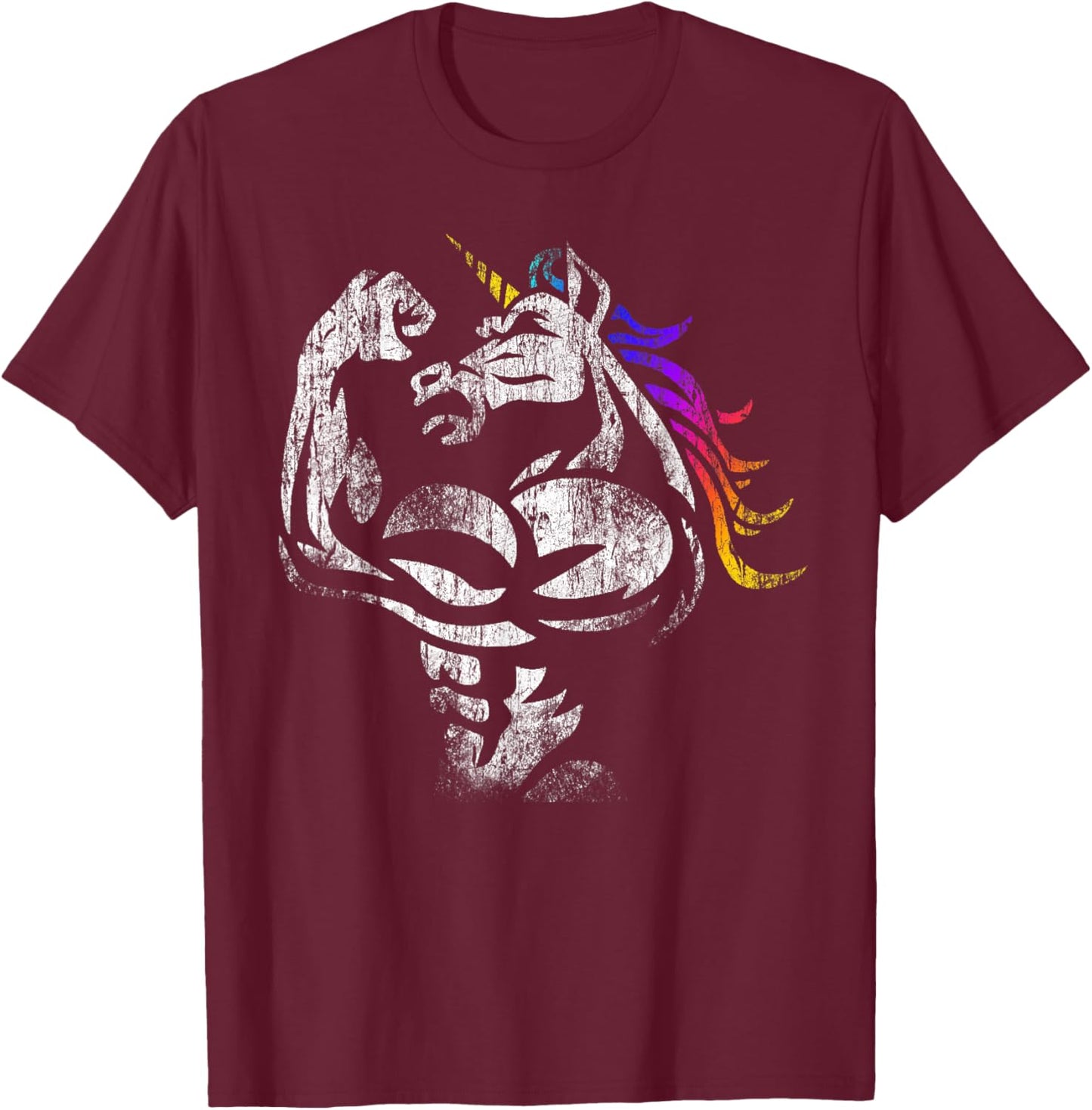 Muscle Unicorn Workout Father's Day Gift Weight Lifting Gym T-Shirt - T-Shirt | Maroon
