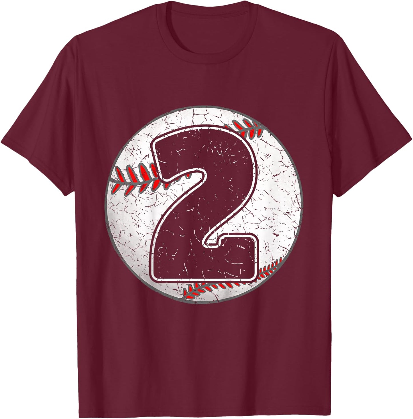 Kids Birthday Boy 2 Two Baseball 2nd Birthday Baseball Toddler T-Shirt - T-Shirt | Maroon