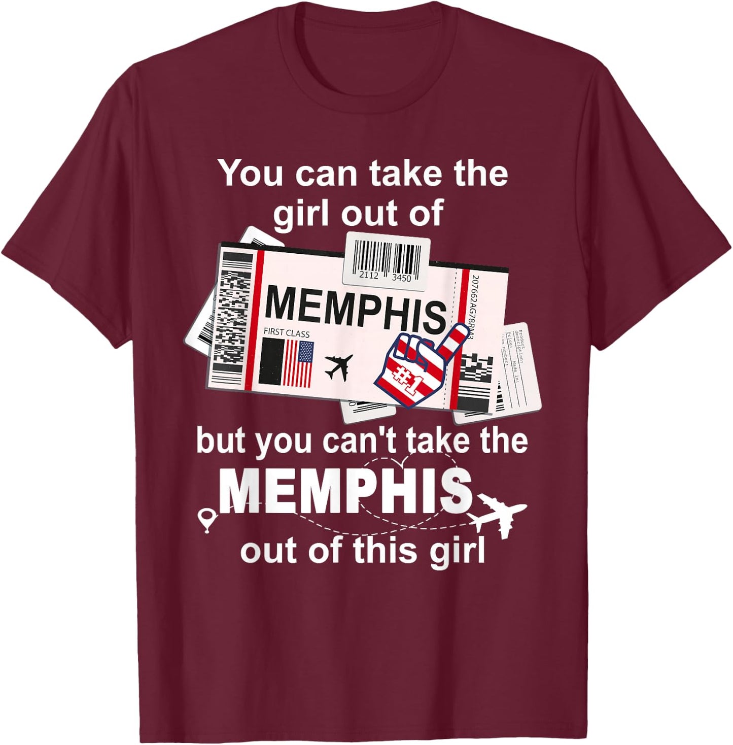 Memphis Boarding Pass - Memphis Girl T-Shirt - T-Shirt | Maroon