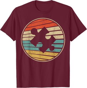 Autism Awareness Retro Vintage Autistic Kids Autism Puzzle T-Shirt - T-Shirt | Maroon