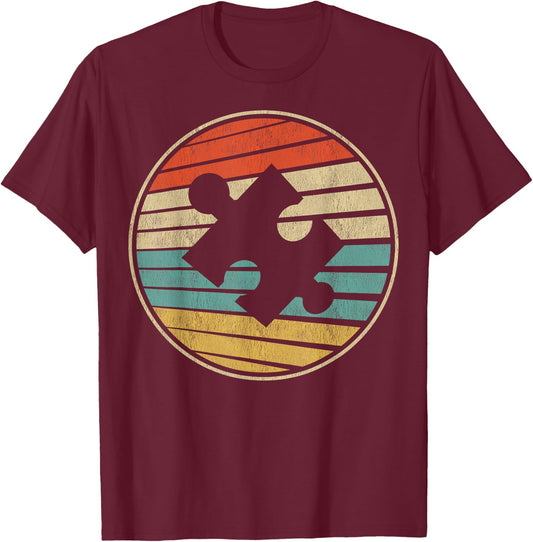 Autism Awareness Retro Vintage Autistic Kids Autism Puzzle T-Shirt - T-Shirt | Maroon