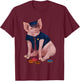 Humorous Police Doughnut Pig Cop For Policemen Sheriff T-Shirt - T-Shirt | Maroon