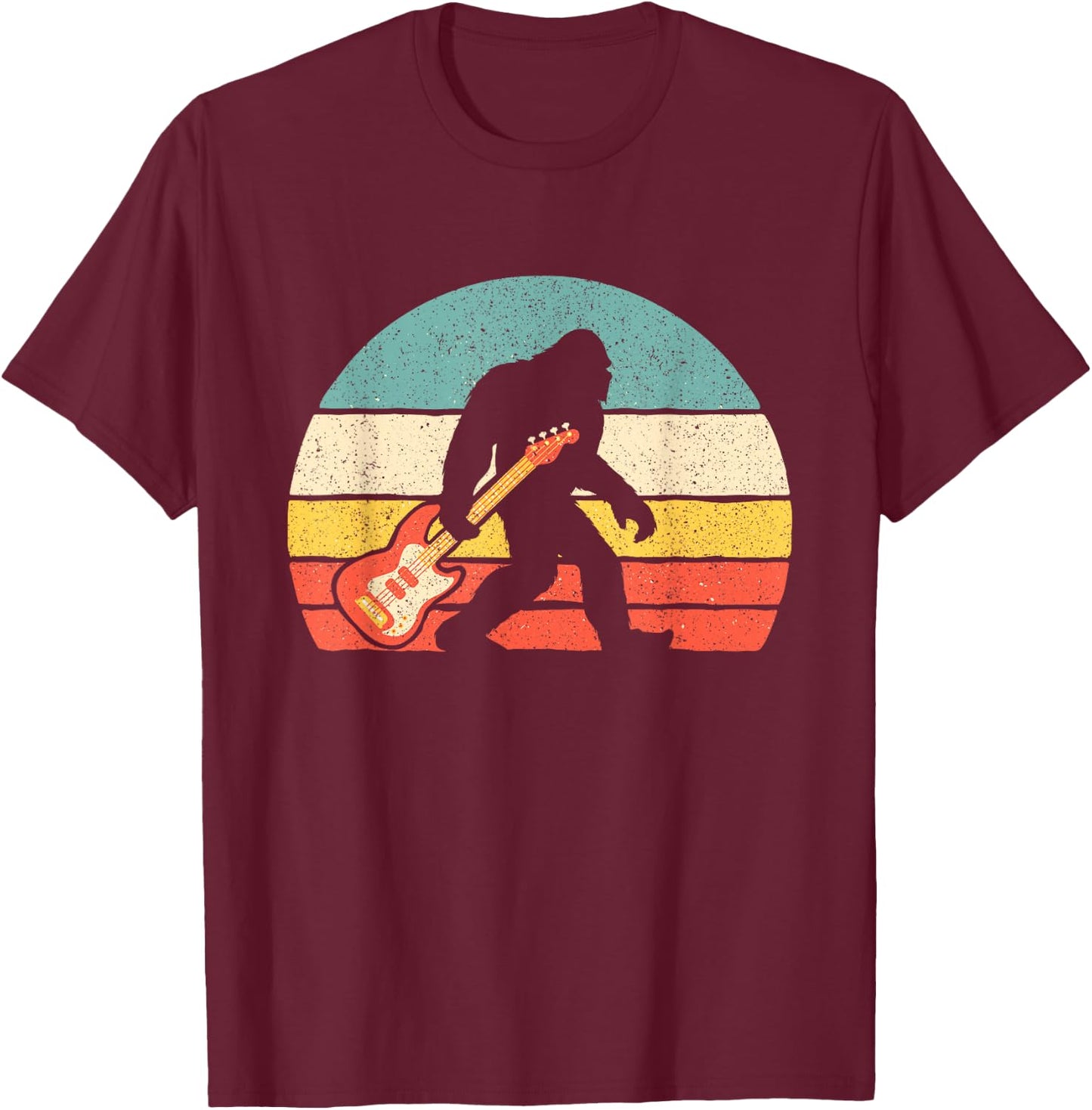 Bigfoot Bass Guitar - Bass Player Bassist Music Guitarist T-Shirt - T-Shirt | Maroon