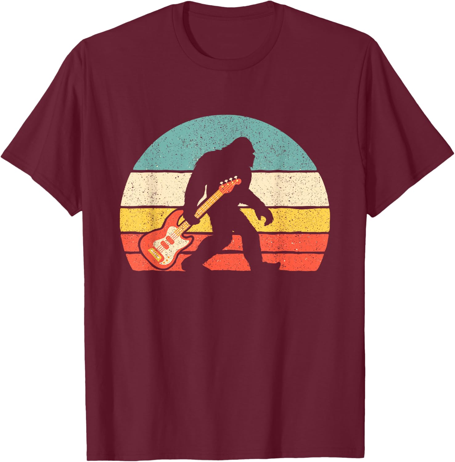 Bigfoot Bass Guitar - Bass Player Bassist Music Guitarist T-Shirt - T-Shirt | Maroon