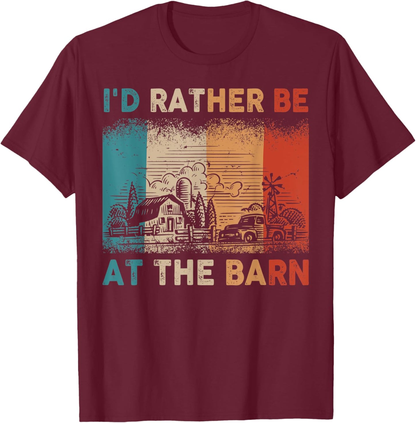 I'd rather be at the barn T-Shirt - T-Shirt | Maroon