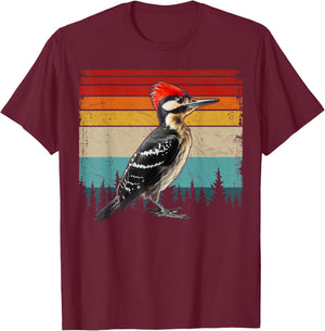 Vintage Distressed Retro Style Cool Woodpecker Bird T-Shirt - T-Shirt | Maroon