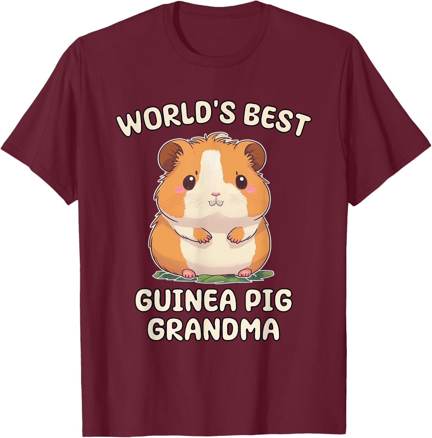 Funny World's Best Guinea Pig Grandma Nana T-Shirt - T-Shirt | Maroon
