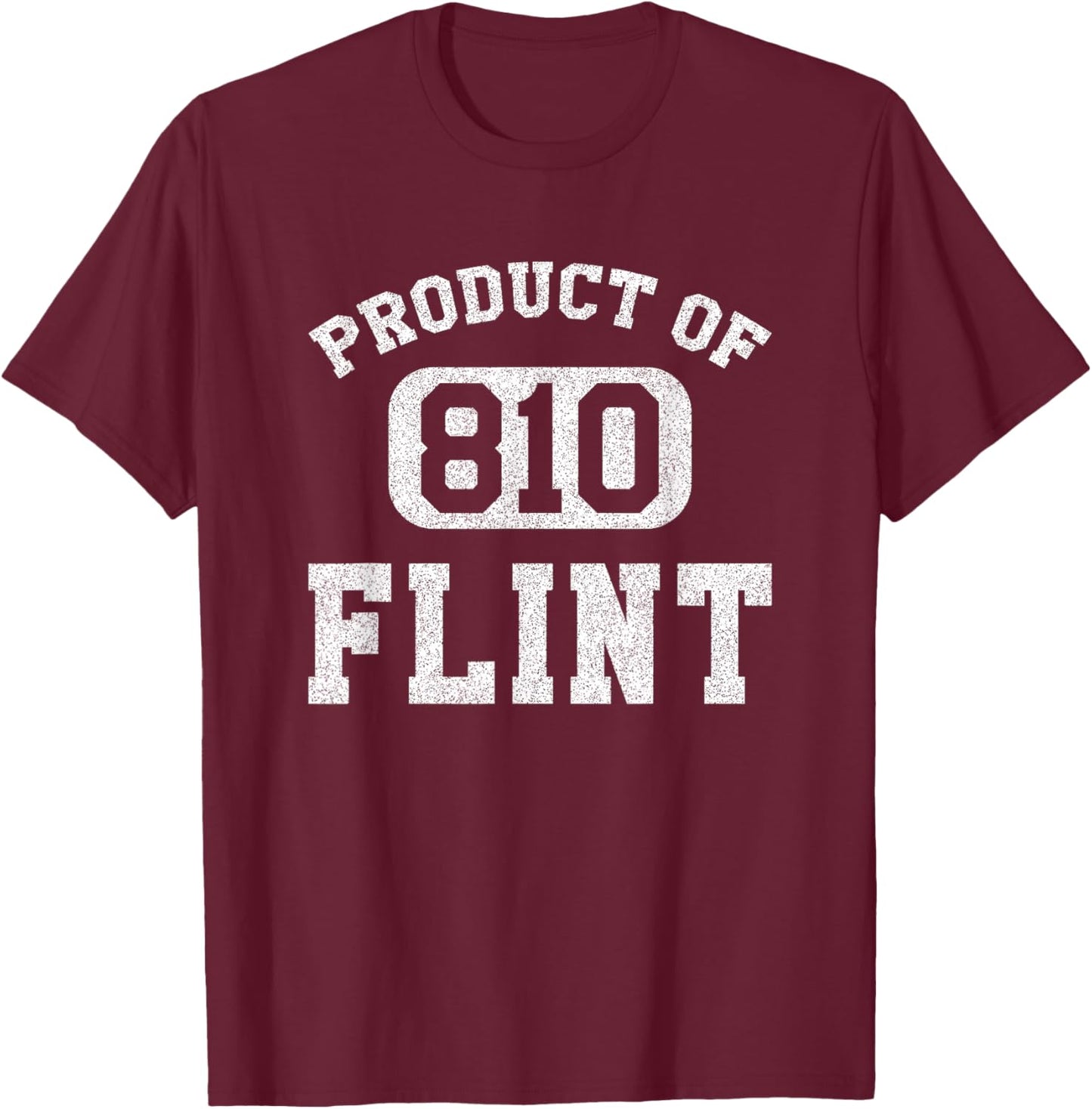 Flint Michigan Vintage Retro Area Code T-Shirt - T-Shirt | Maroon