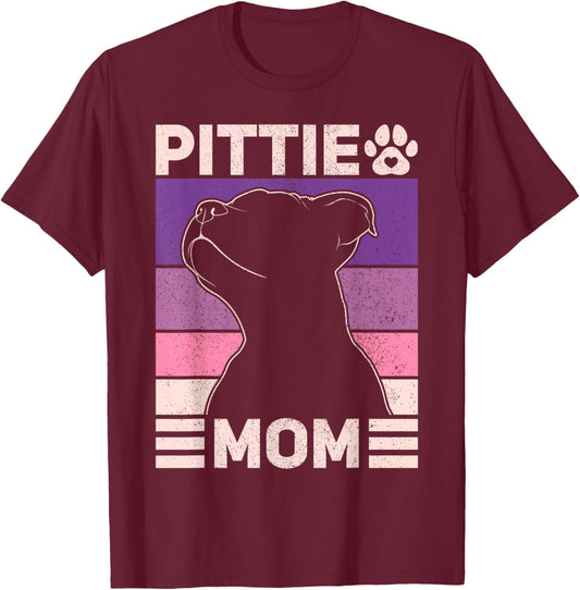 Pittie Mom Pitbull Mom Dog Owner Women Mothers Day Pit Bull T-Shirt - T-Shirt | Maroon