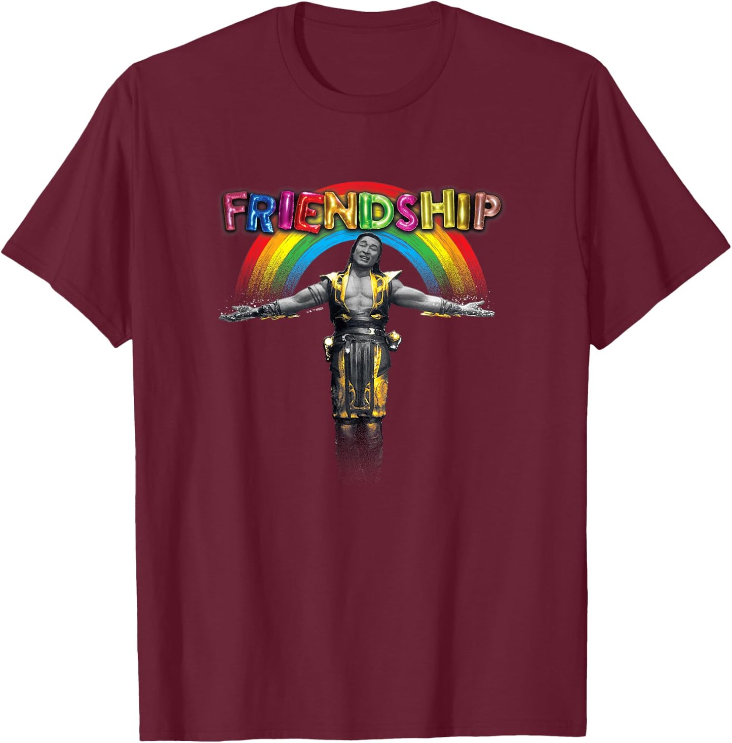 Mortal Kombat Klassic Shang Tsung Friendship Rainbow Screen T-Shirt - T-Shirt | Maroon