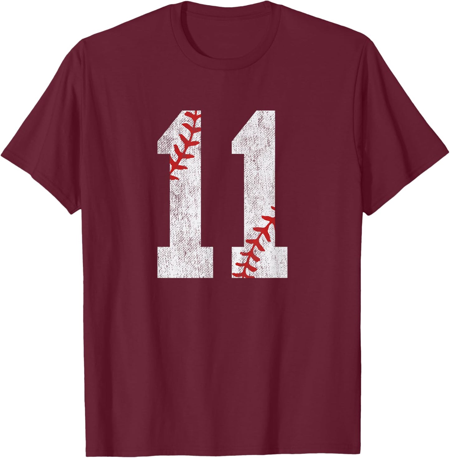 Number #11 Vintage 11th Birthday Baseball Lover 11 Years Old T-Shirt - T-Shirt | Maroon