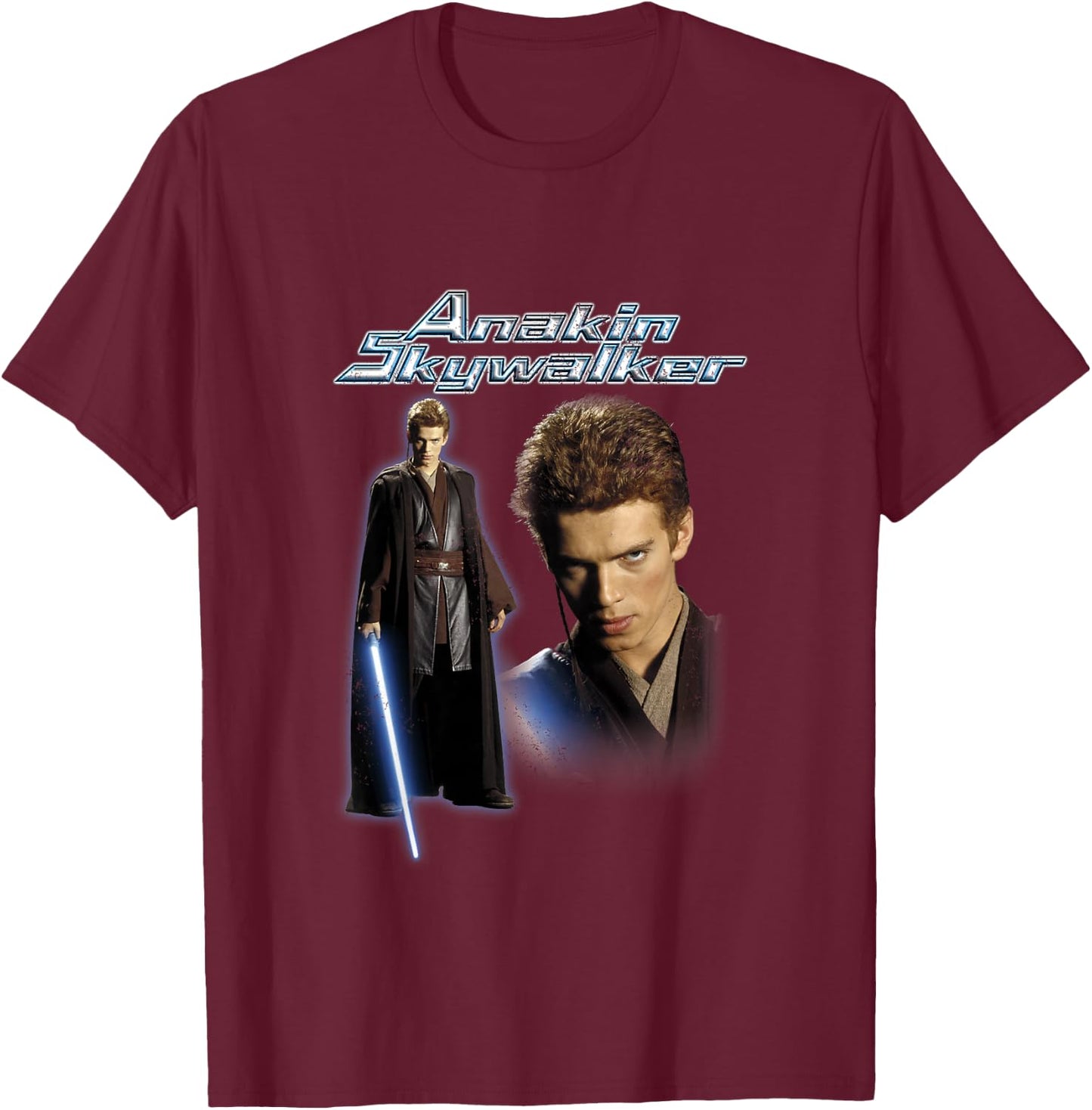 Kids Star Wars Classic The Clone Wars Anakin Skywalker Poster T-Shirt - T-Shirt | Maroon