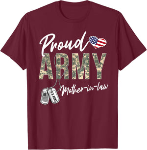 Proud Army Mother-In-Law Army Graduation Army Mother-In-Law T-Shirt - T-Shirt | Maroon