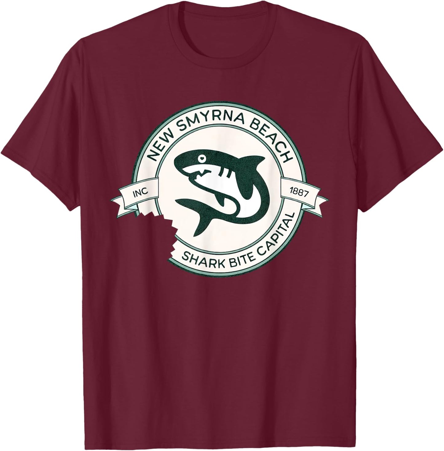 New Smyrna Beach: Shark Bite Capital Of The World Graphic Women Girls Kids T-Shirt - T-Shirt | Maroon