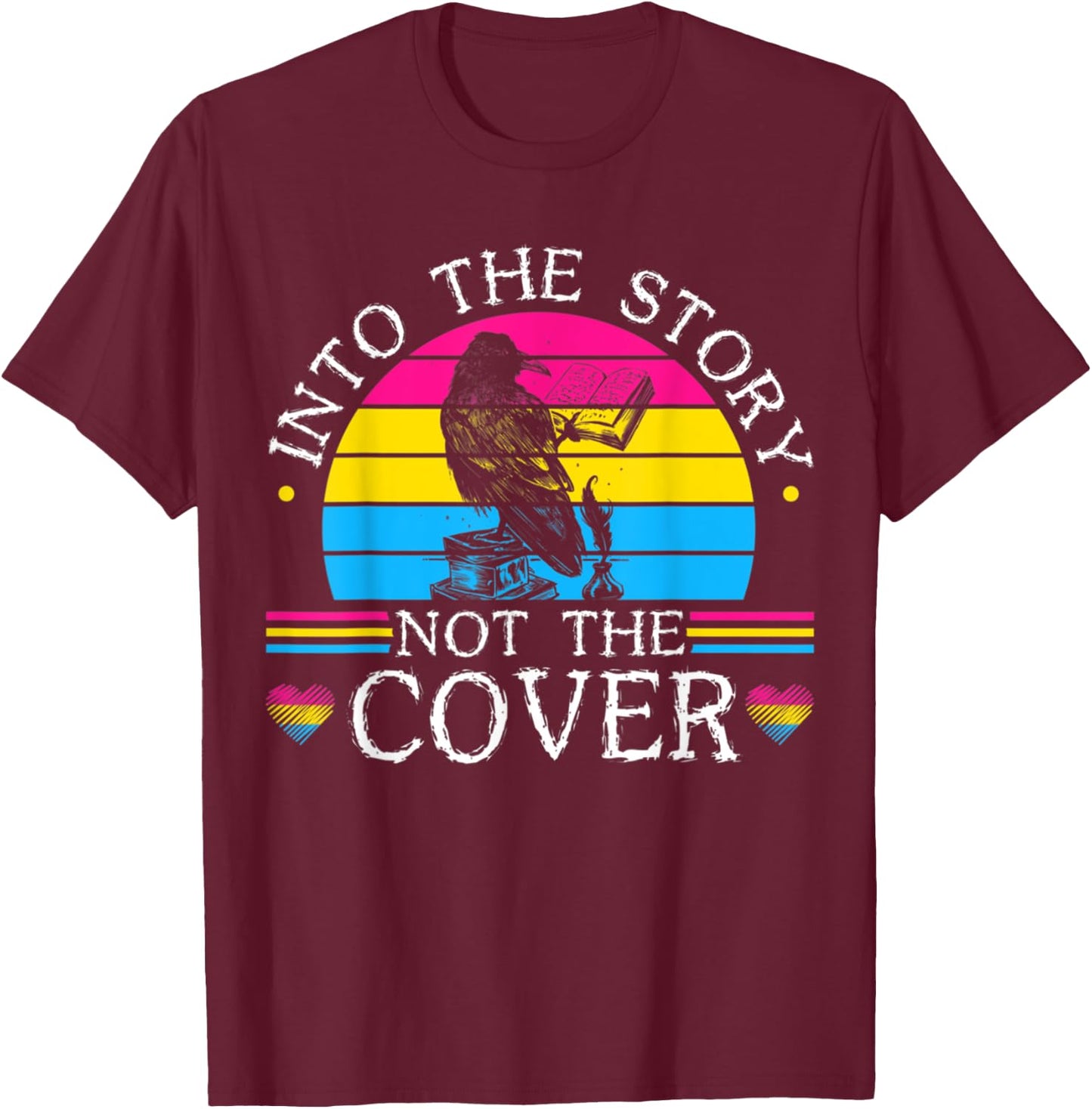 Into The Story Not Cover Funny Birds Book For Reading Lover T-Shirt - T-Shirt | Maroon