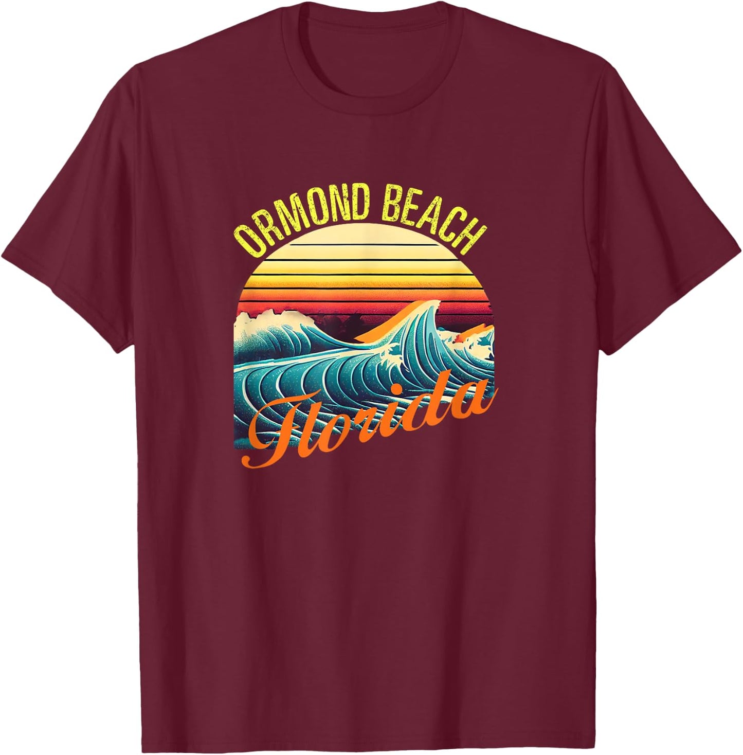 Ormond Beach Retro Surf Apparel & Beachwear, Ormond Beach T-Shirt - T-Shirt | Maroon