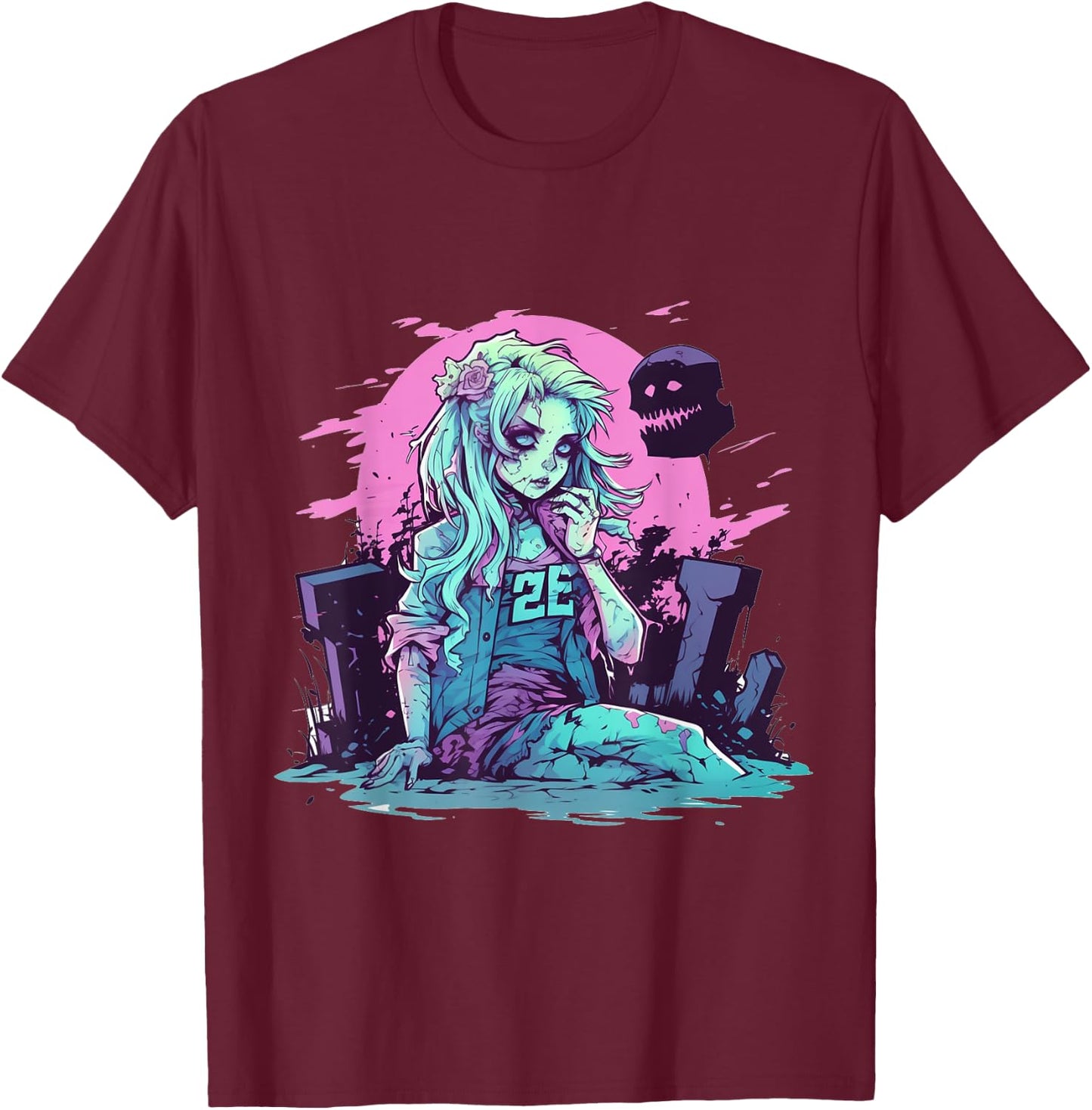 Anime Girl Zombie Halloween Costume Manga Otaku Women Kids T-Shirt - T-Shirt | Maroon