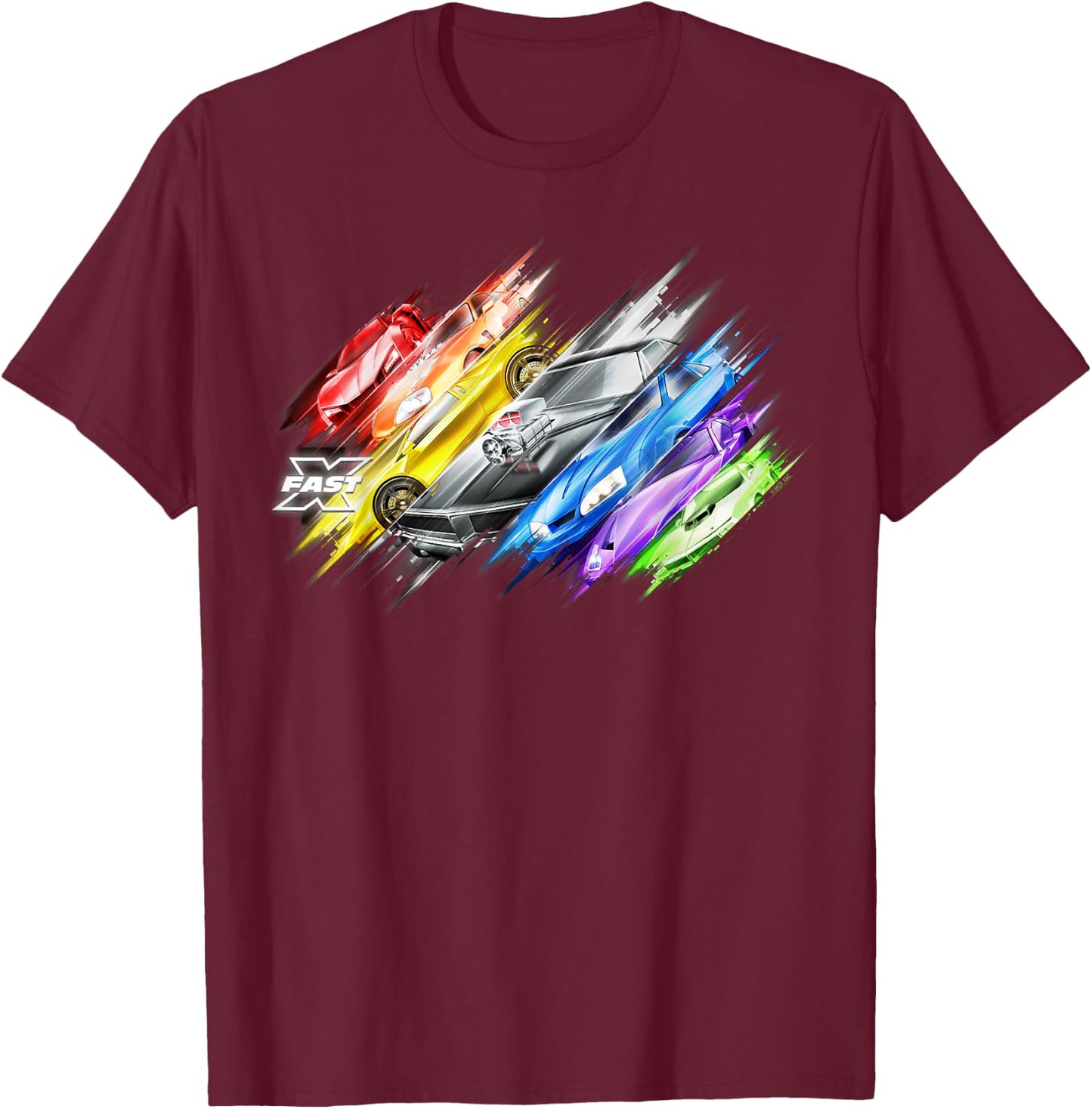 Fast X Multicolor Car T-Shirt - T-Shirt | Maroon