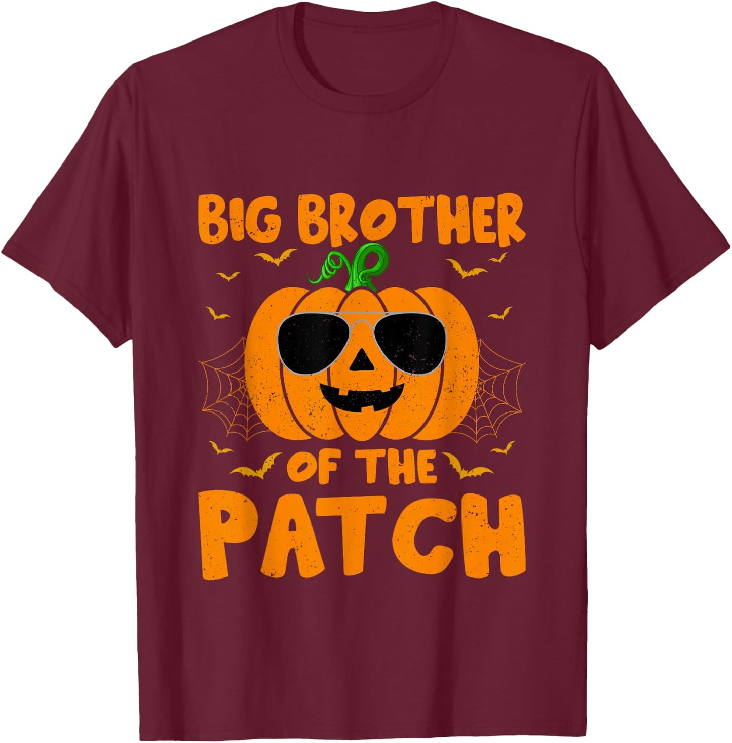 Pumpkin Big Brother Of The Patch Group Costume Halloween T-Shirt - T-Shirt | Maroon