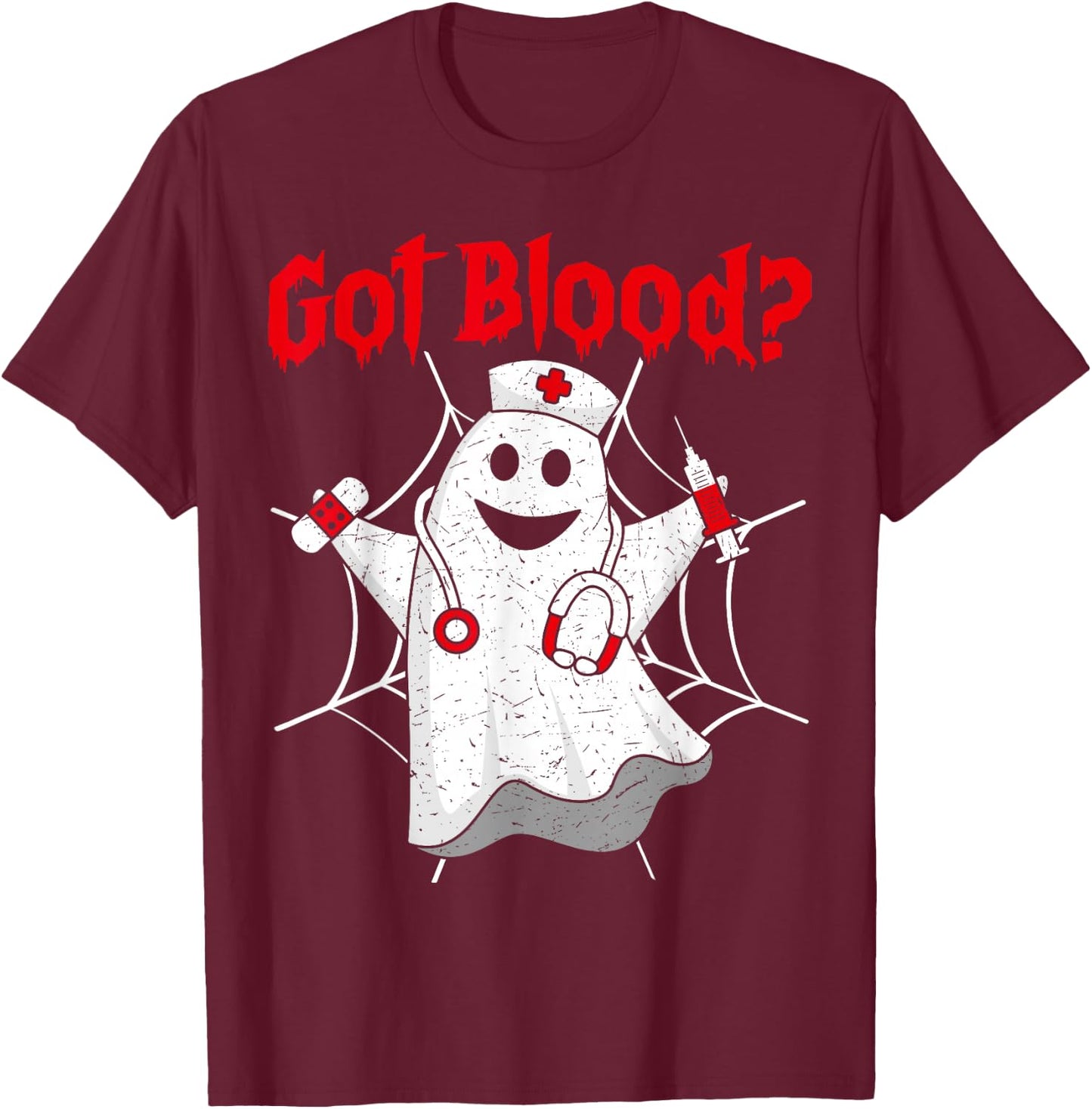 Halloween Ghost Funny Phlebotomist Phlebotomy Men Women T-Shirt - T-Shirt | Maroon