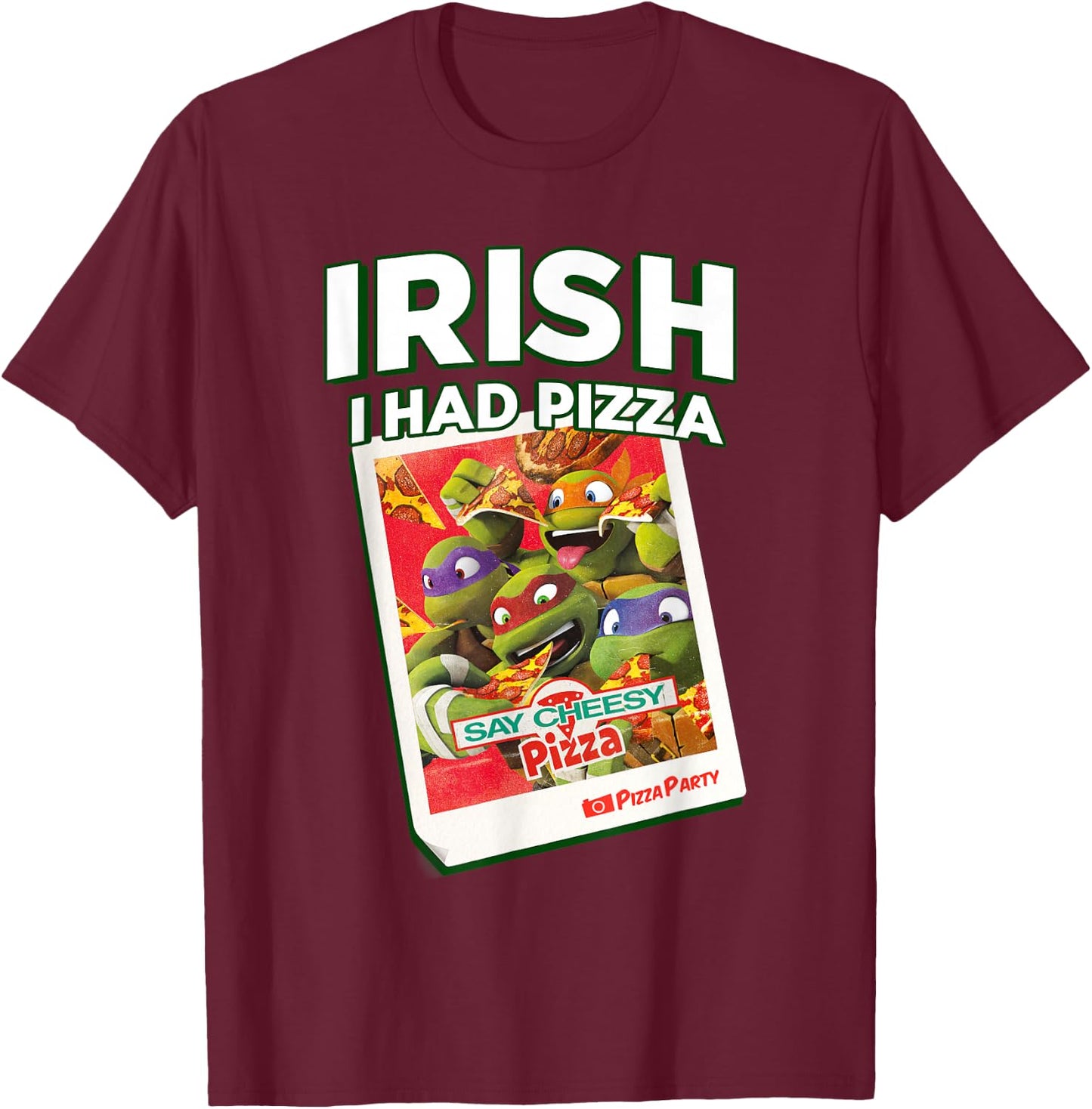 Teenage Mutant Ninja Turtles St. Patrick's Day Irish Pizza T-Shirt - T-Shirt | Maroon
