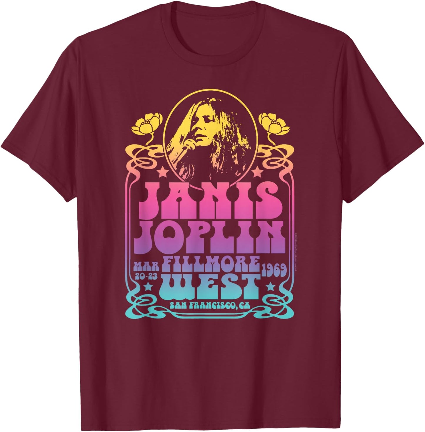 Janis Joplin - Fillmore West T-Shirt - T-Shirt | Maroon