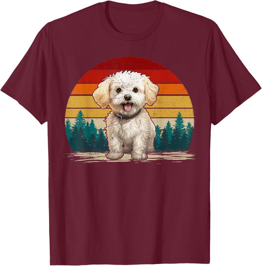 Maltipoo Dog Vintage Style Distressed Retro Maltipoo T-Shirt - T-Shirt | Maroon