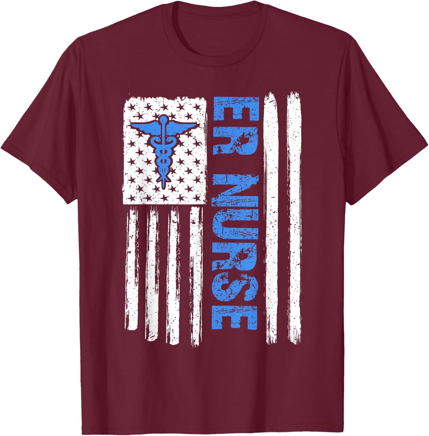 ER Nurse Emergency Room Nurse US flag vintage T-Shirt - T-Shirt | Maroon