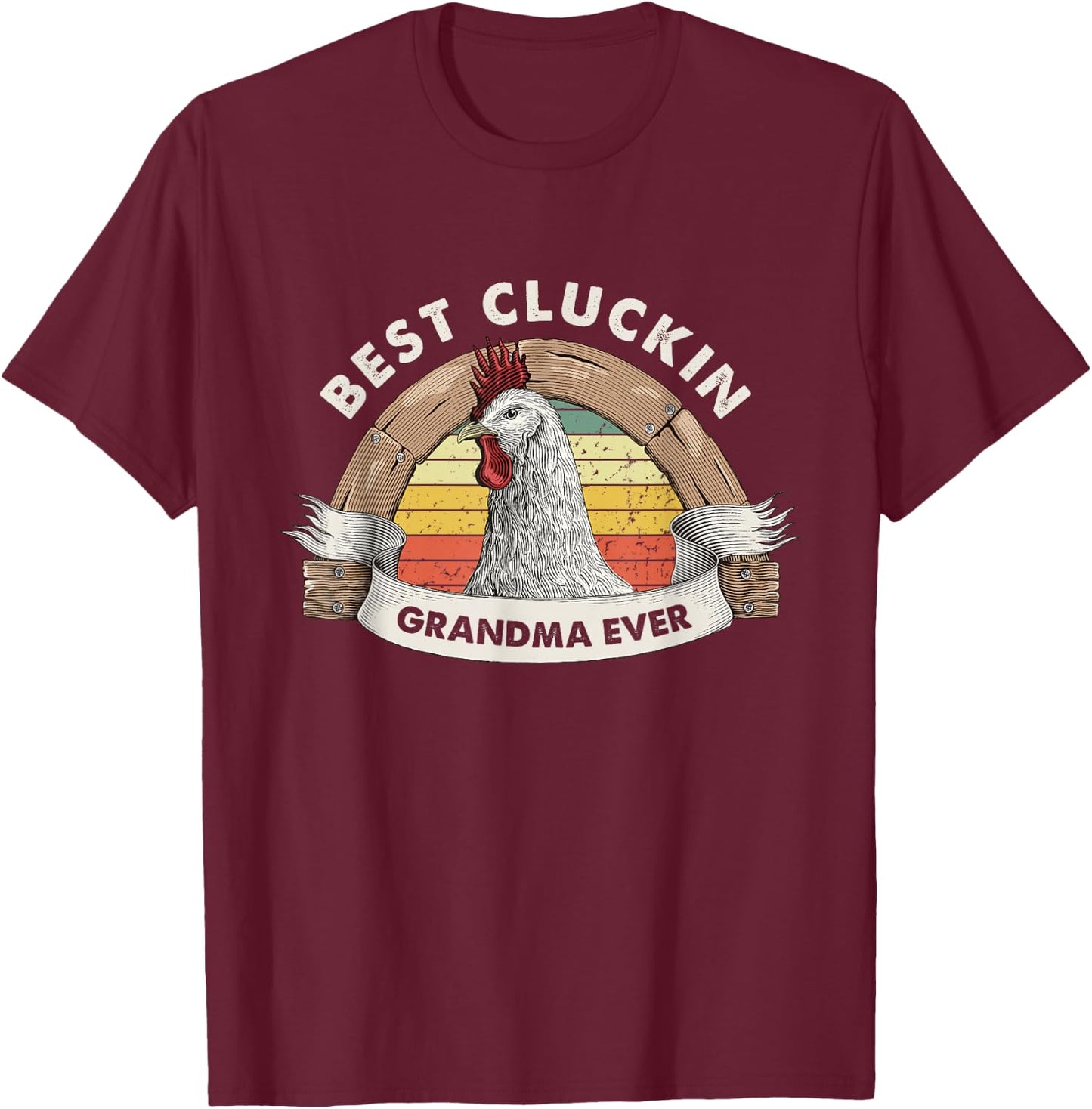 Best Cluckin Grandma Chicken Grandma Poultry Farmer Vintage T-Shirt - T-Shirt | Maroon