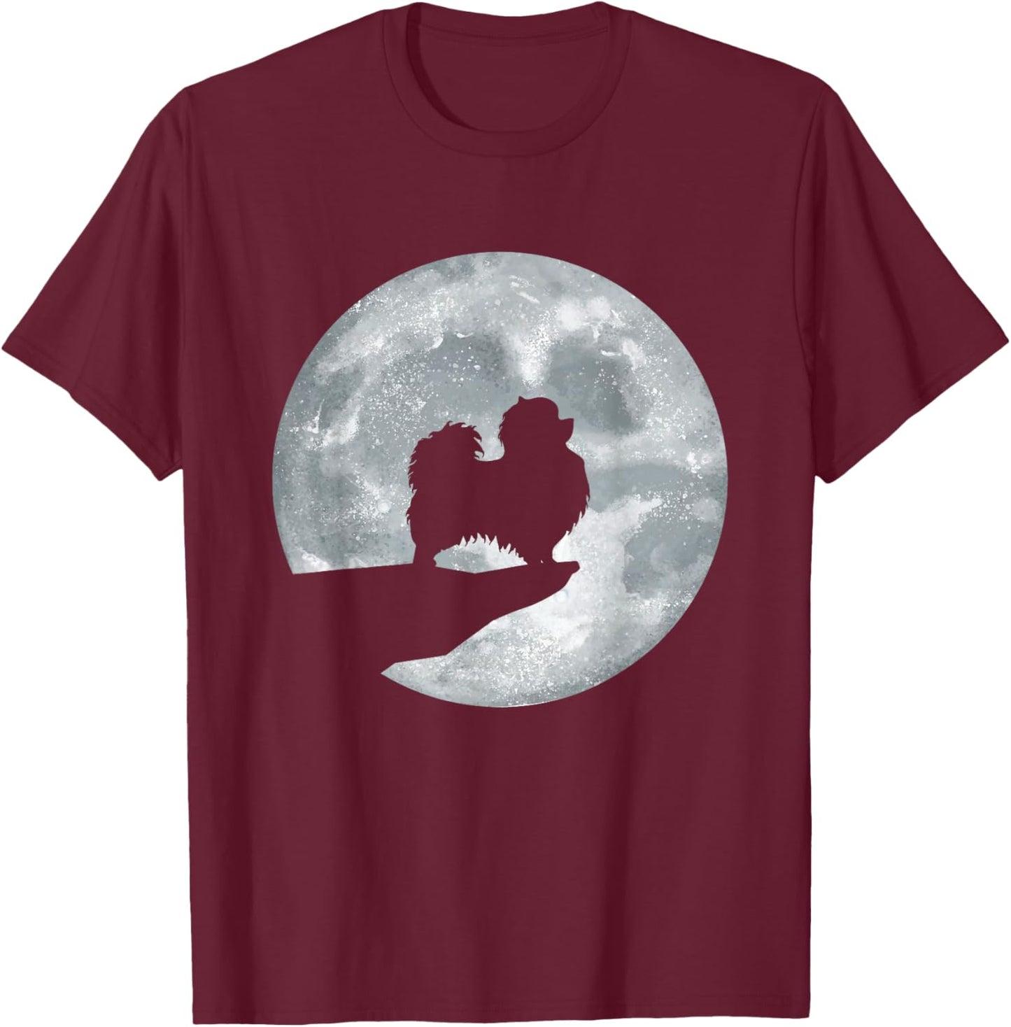Pomeranian Dog And Moon - Animal Dog Owner Puppy Lover Women Girls Kids T-Shirt - T-Shirt | Maroon