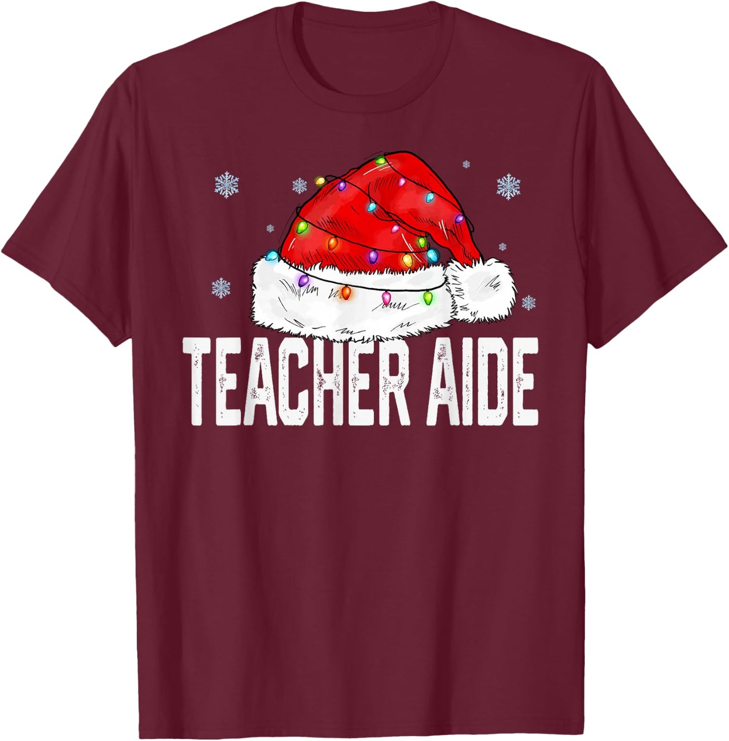 Teacher Aide Christmas Women Family Matching Group Xmas T-Shirt - T-Shirt | Maroon