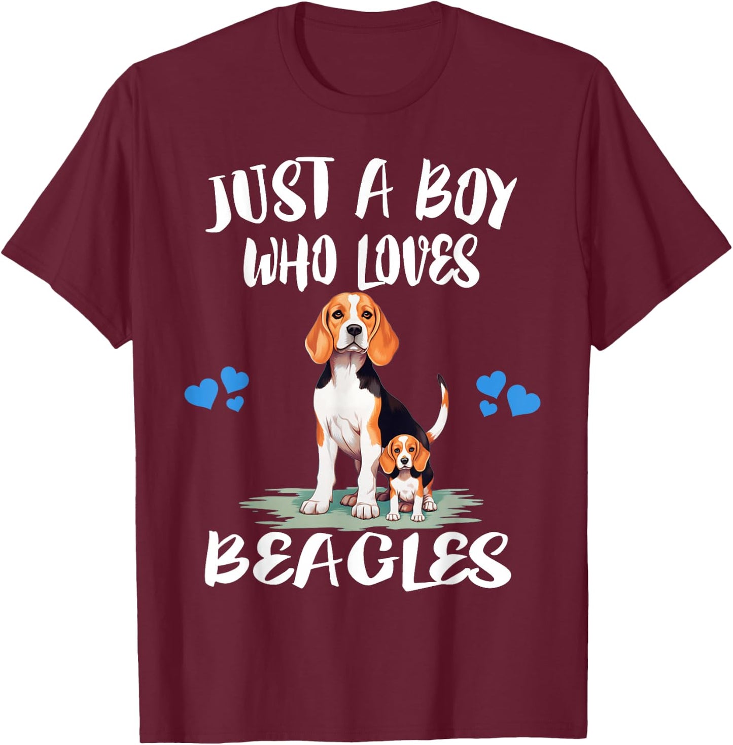 Just A Boy Who Loves Beagles Dog T-Shirt - T-Shirt | Maroon