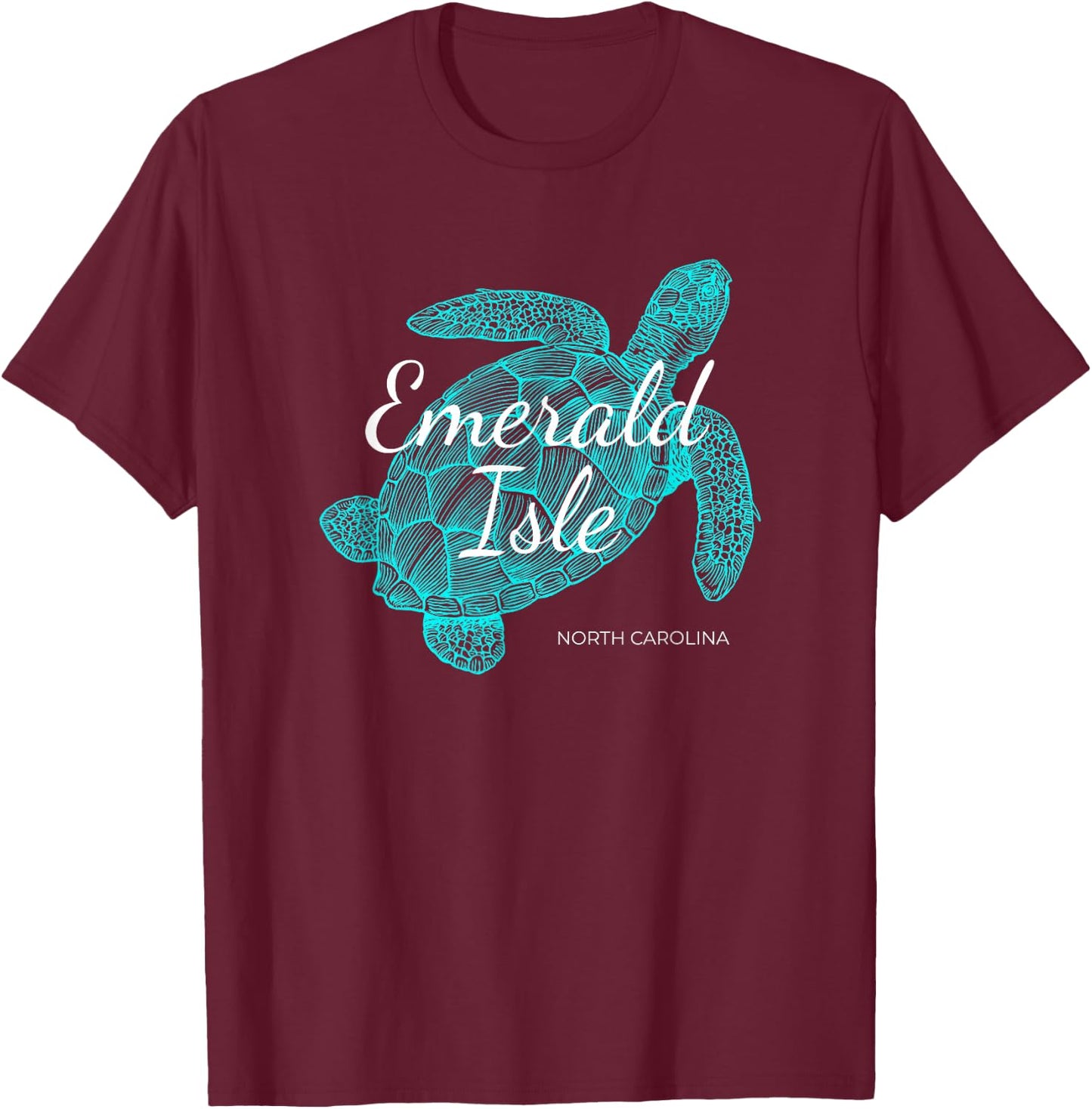 Emerald Isle North Carolina Vacation With A Turtle Graphic T-Shirt - T-Shirt | Maroon