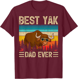 Yak Vintage Funny Best Yak Dad Ever Father's Day T-Shirt - T-Shirt | Maroon