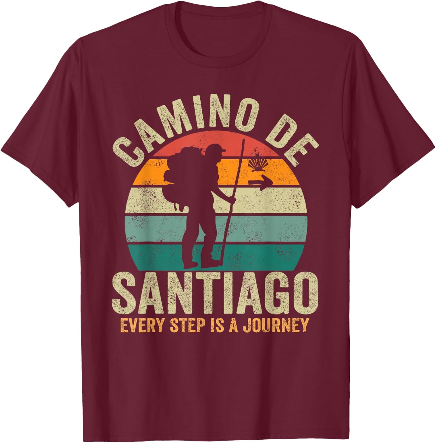 Camino de Santiago Women Spain Pilgrim Way Compostela T-Shirt - T-Shirt | Maroon