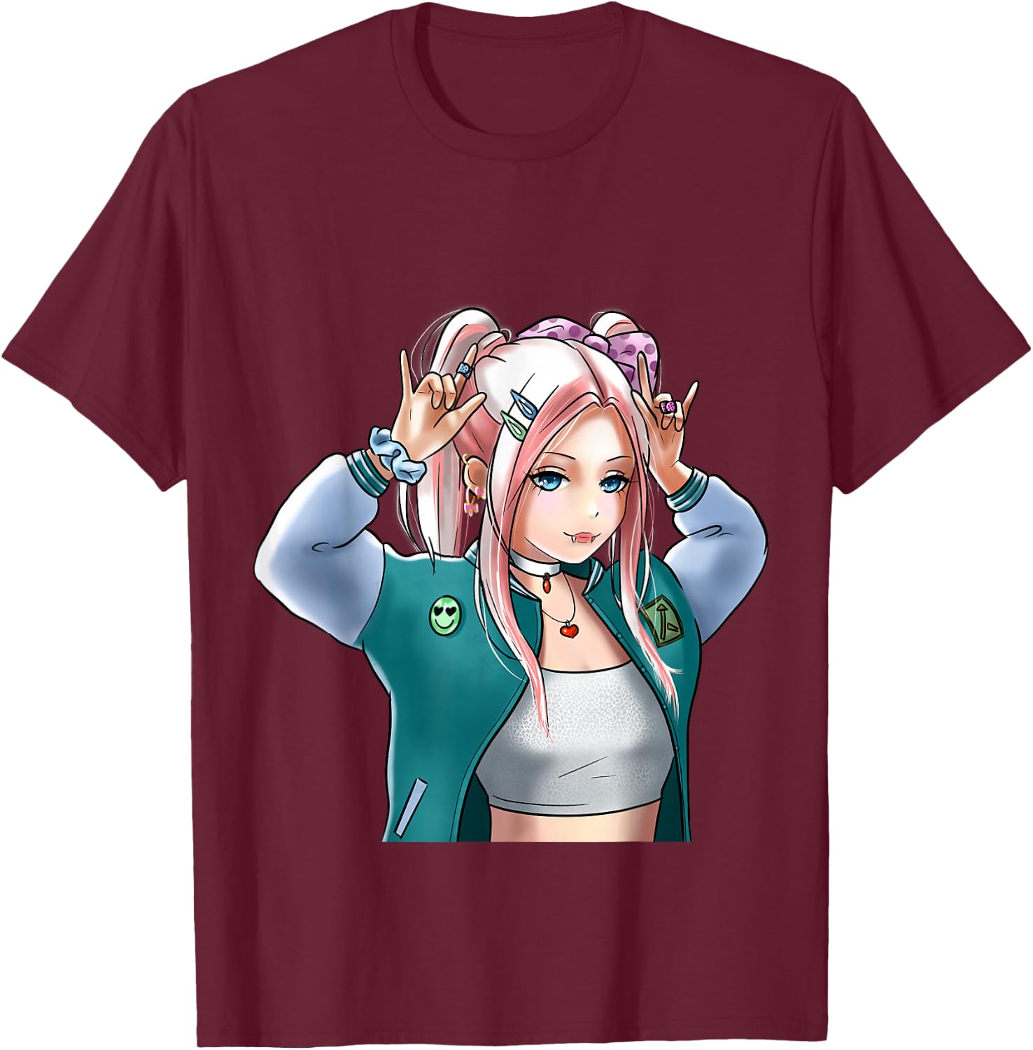 Anime Girl | Otaku Kawaii | Japanese Anime T-Shirt - T-Shirt | Maroon