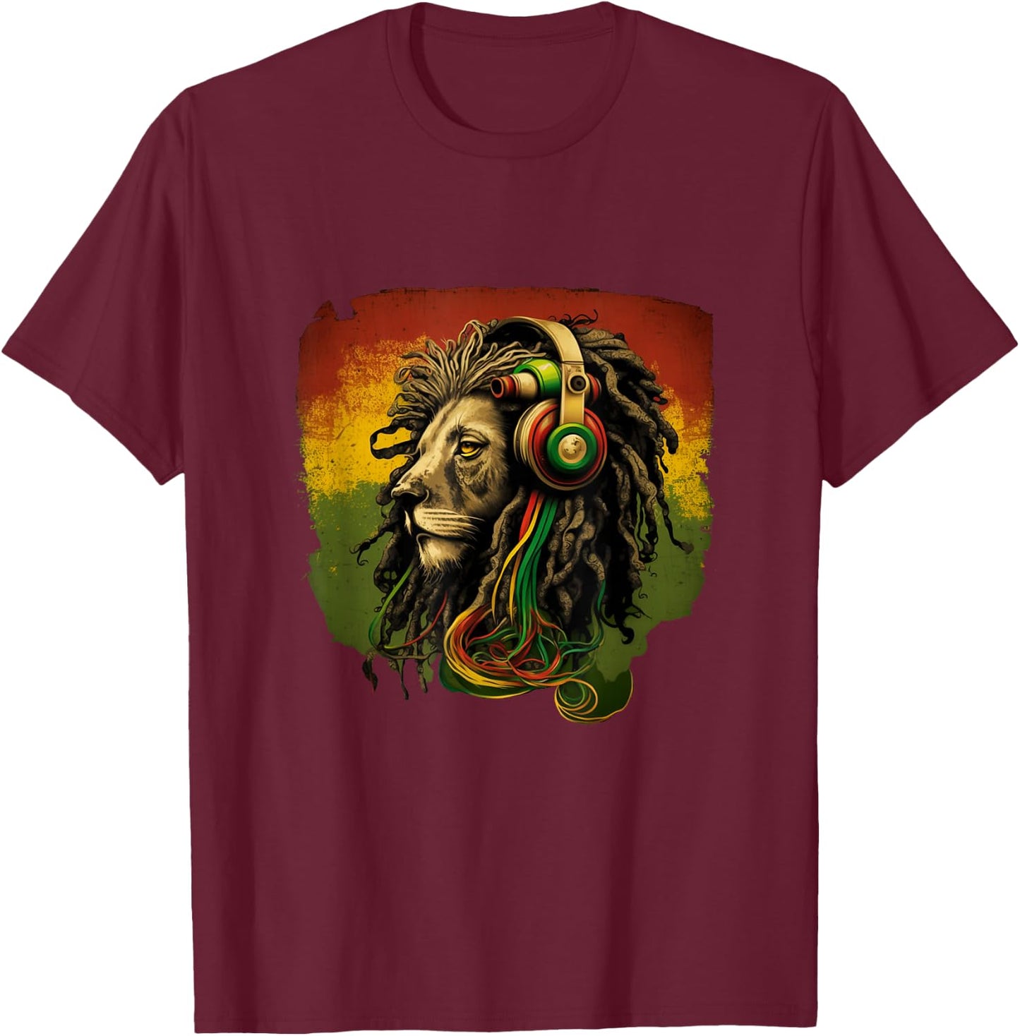 Rasta Reggae Lion Of Judah Rastafarian Roots Reggae Music T-Shirt - T-Shirt | Maroon