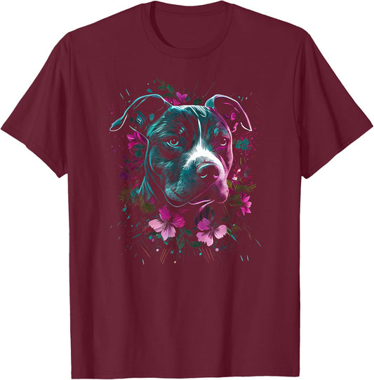 CLICK HERE FOR MORE American Staffordshire Terrier Art Colorful American Staffordshire Terrier T-Shirt - T-Shirt | Maroon