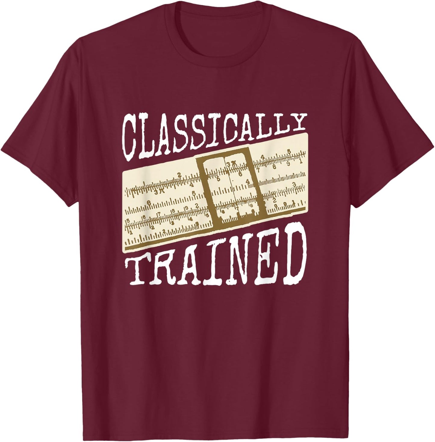 Slide Rule Slipstick Mechanical Calculator 1950s 1960s T-Shirt - T-Shirt | Maroon