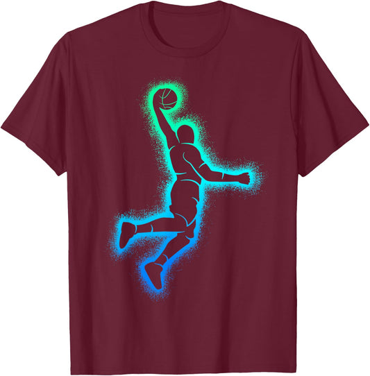 Basketball Player Dunking Men Basketball Boys T-Shirt - T-Shirt | Maroon