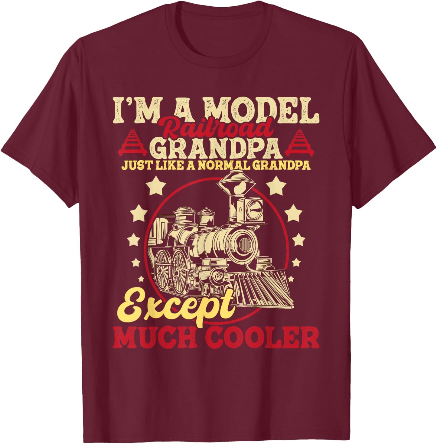 I'm A Model Railroad Grandpa - Grandparent Model Train Lover T-Shirt - T-Shirt | Maroon
