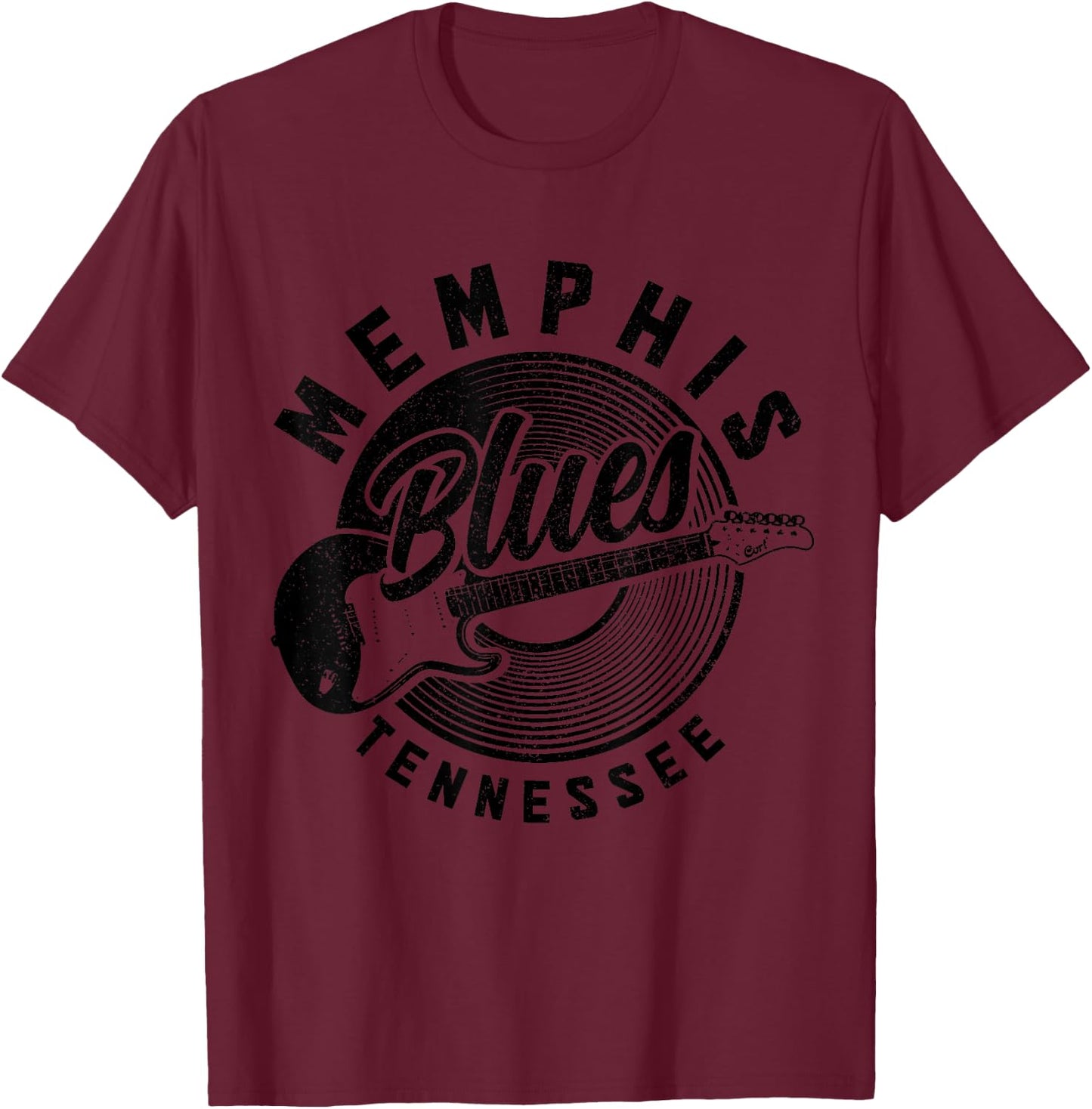Memphis Tennessee TN Pride Guitar Blues Music Vintage T-Shirt - T-Shirt | Maroon