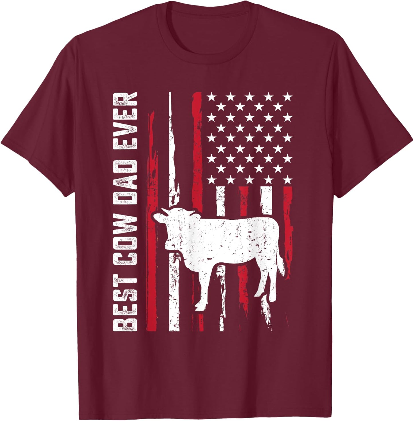 best cow dad ever for cowboy Farmer cows moo Fathers Day T-Shirt - T-Shirt | Maroon