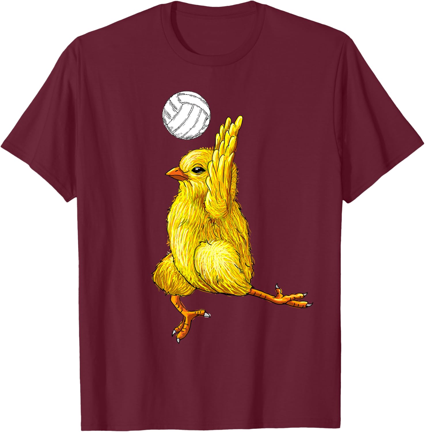 Volleyball Chicken Cute Baby Chicken Sport Gift Mom Dad Kids T-Shirt - T-Shirt | Maroon