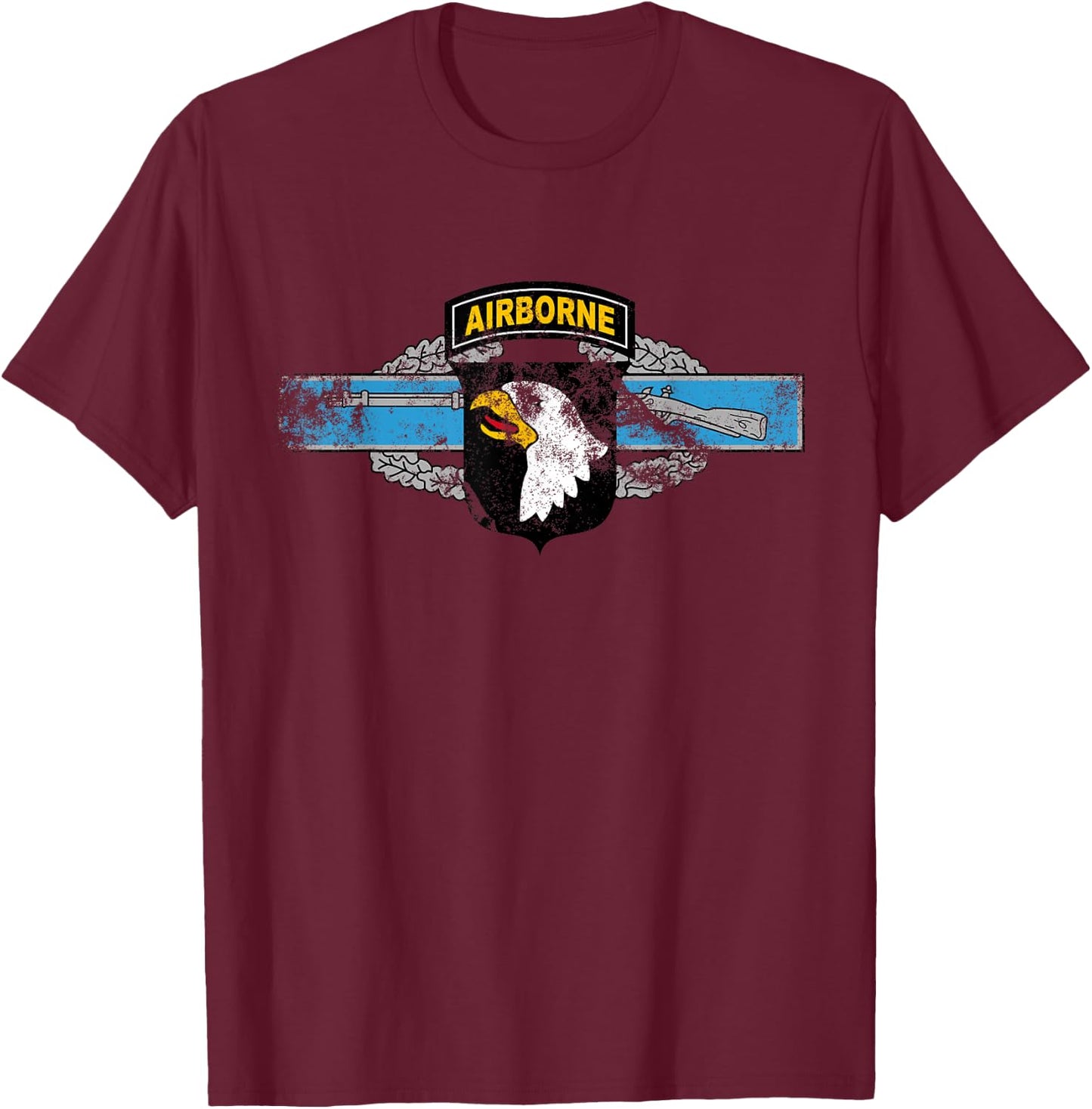 101st Airborne Patch Combat Infantryman Badge (CIB) vintage T-Shirt - T-Shirt | Maroon